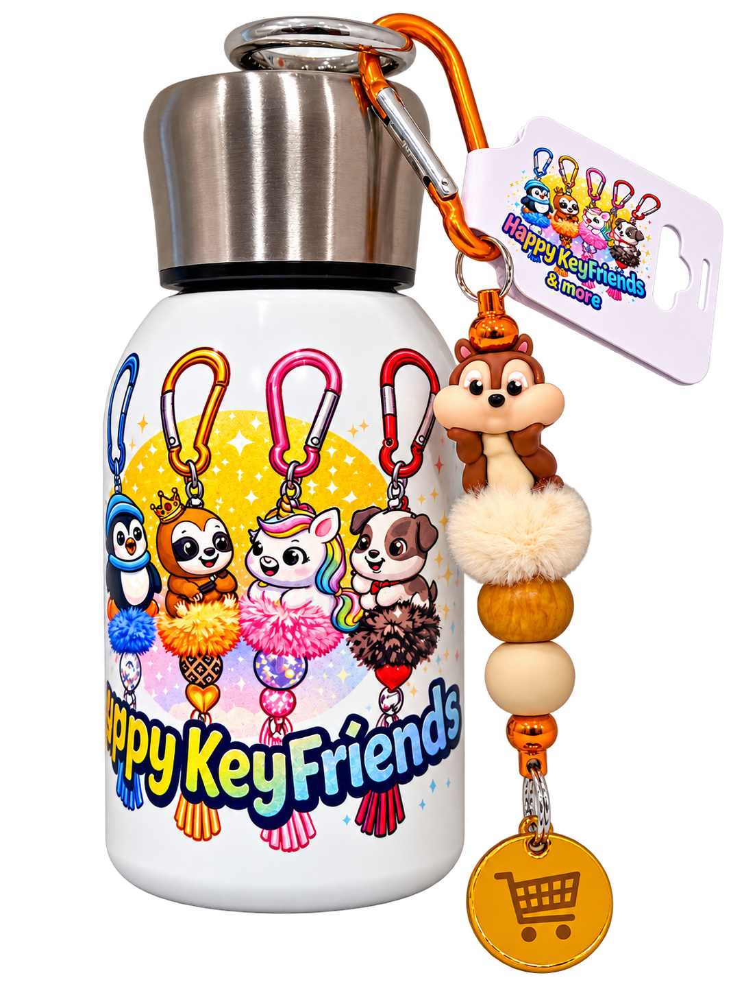 Trinkflasche (300 ml) mit Eichhörnchen-Anhänger